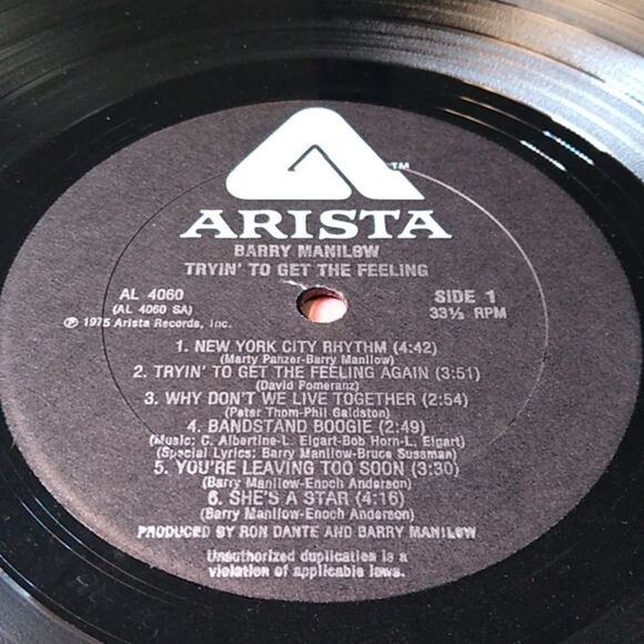 Barry Manilow Tryin' To Get The Feeling Vinyl Record - Picture 10 of 12